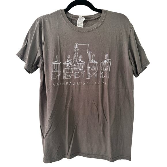 Cathead Distillery Tee T-Shirt Medium Gildan Gray White Liquor Brand Bar Swag - Picture 1 of 5